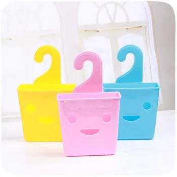 

Smiley hanging storage Personalized candy color multi-purpose hangingt with hook can drain the chopsticks basket