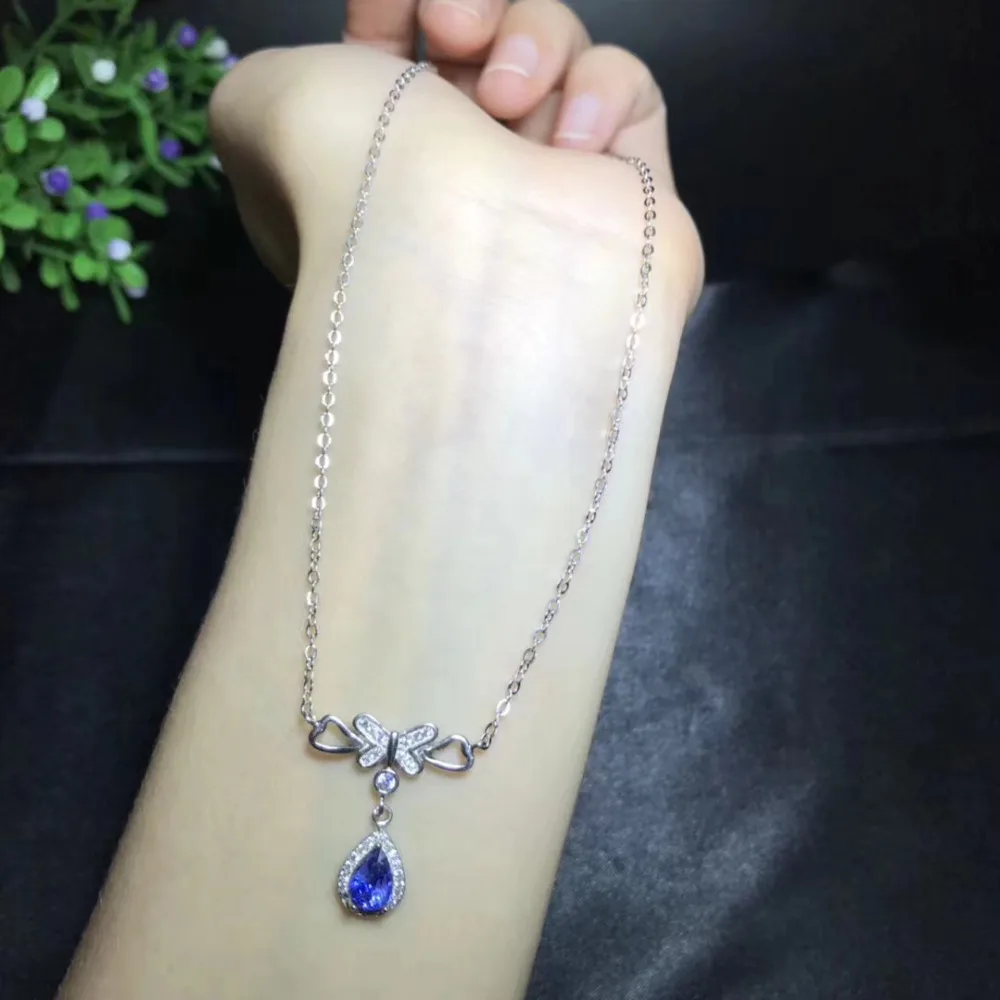  Tanzanite bleue naturelle collier élégant collier pendentif en pierres précieuses naturelles S925 a