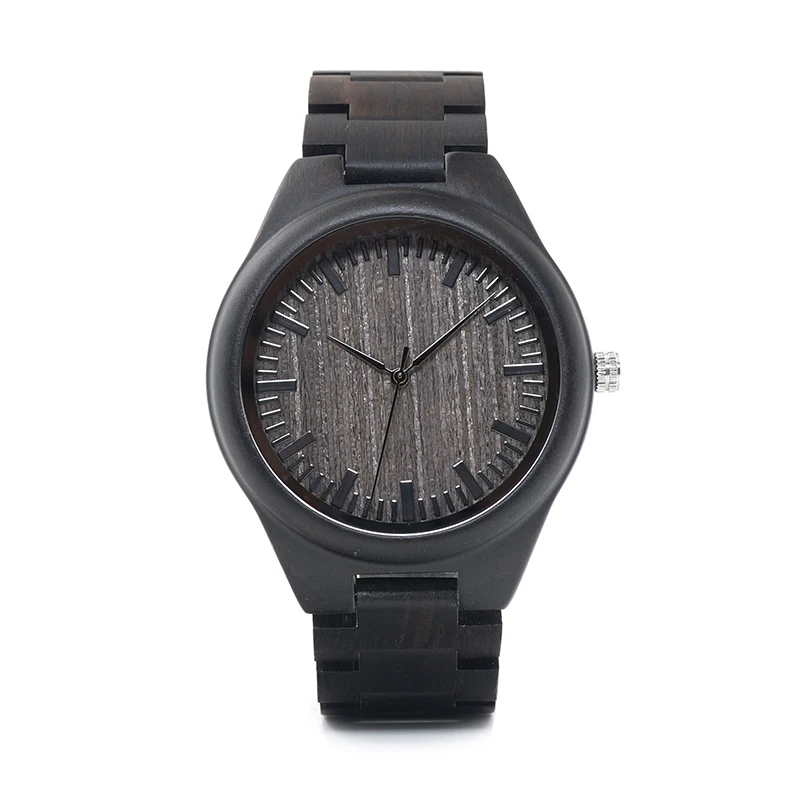 BOBO BIRD WO08 Brand Designer Wood Watch Ebony Wooden Quartz Watches for Men Watch in Wooden Box