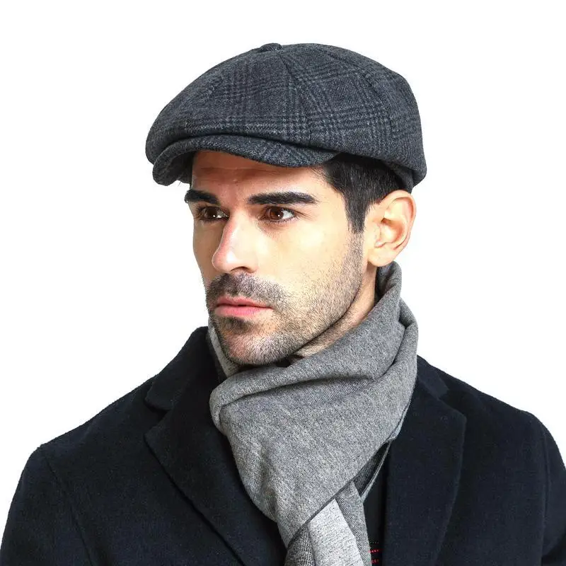 High Quality Flat Cap Wool Large Size Vintage Cabbie Hat Ivy Ear Hat Cap Irish Hunting Ear Flap Newsboy Cap