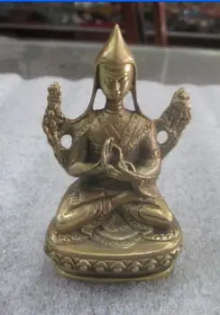 

2.95 inch / Elaborate Ancient China Tibetan brass statue of avalokitesvara