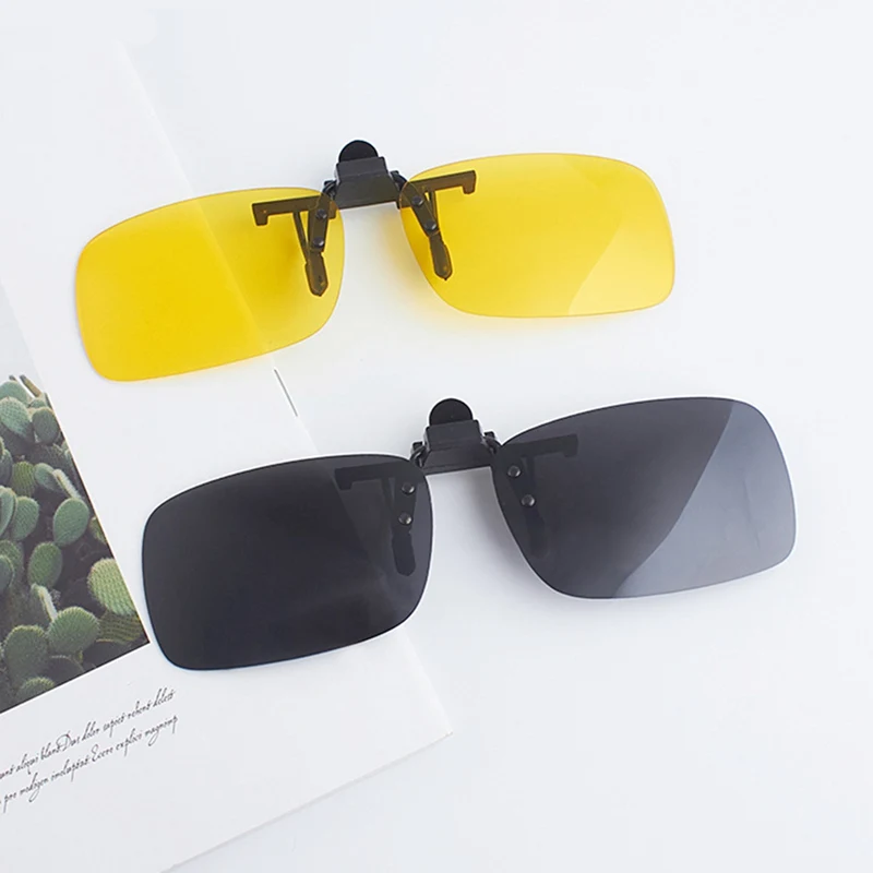 Clip On Sunglasses Driving Night Vision Lens Sun Glasses For Men Women With Case & Glasses Cloth
