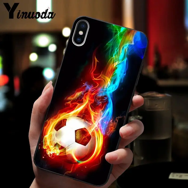 Football Soccer Ball on water burning fire