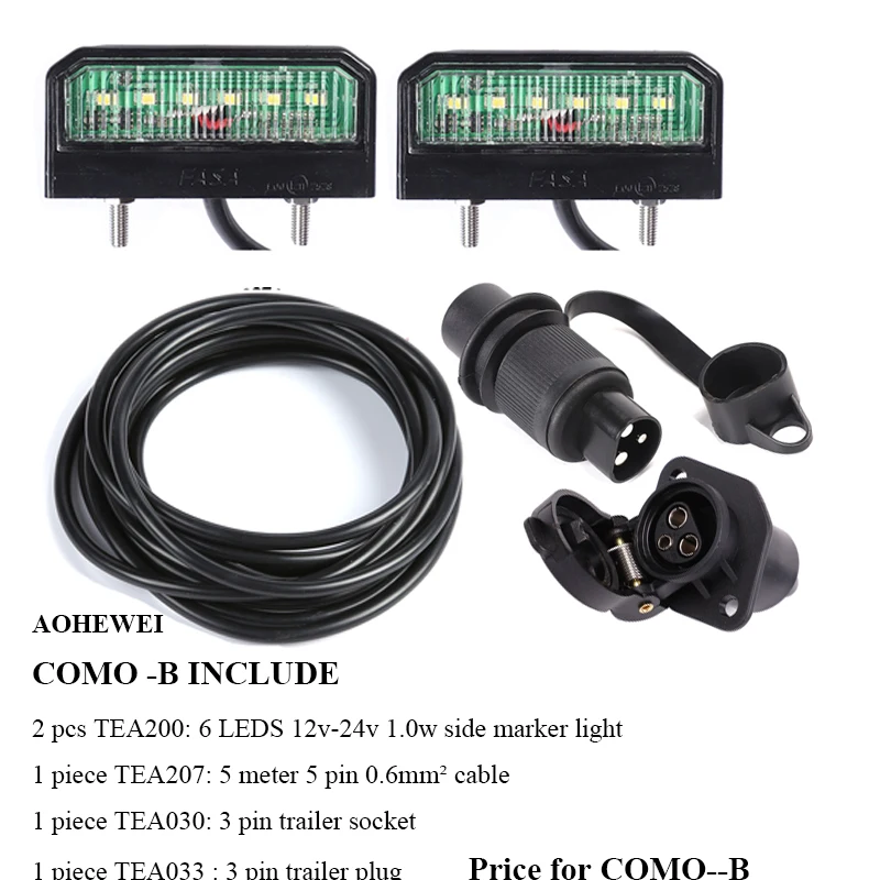 AOHEWEI 12 V 24 led номерной знак 5 pin ядерный кабелепровод 3 way core прицеп разъем адаптера