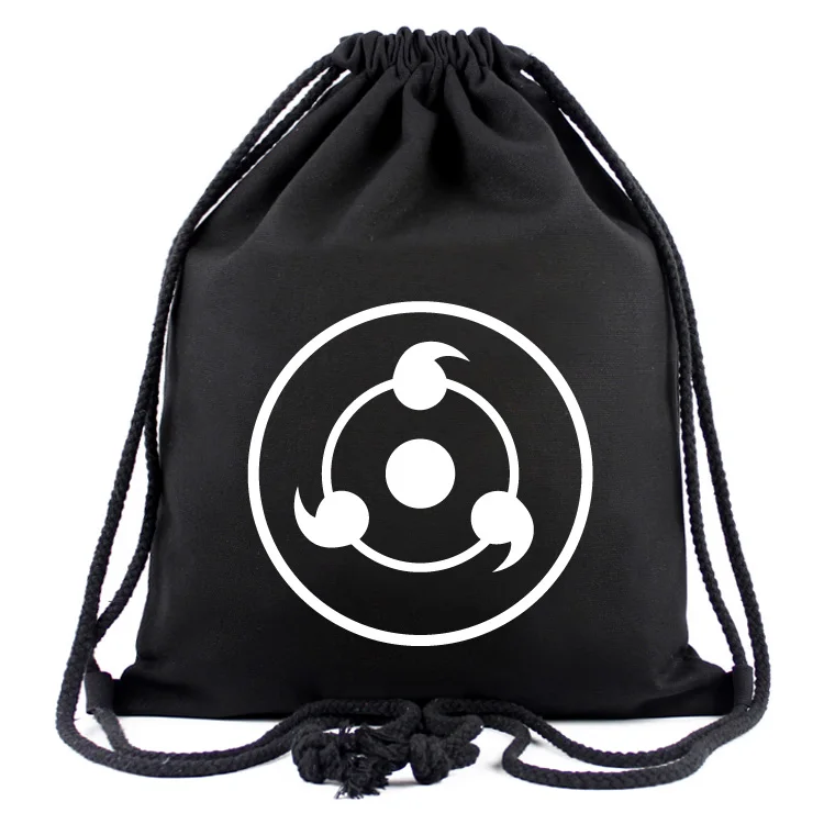 Anime naruto lona drawstring mochila uchiha sharingan