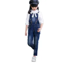 Новинка весны Детские джинсовые комбинезоны для девочек детские джинсы на подтяжках джинсовый комбинезон для девочек Осенняя мода для подростков штаны E433