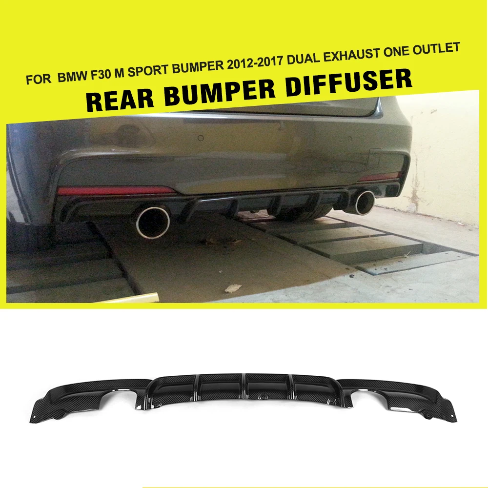 

Carbon Fiber / FRP Rear Bumper Guard Diffuser Lip Spoiler for BMW F30 M Sport 2012 - 2017 Dual Exhaust One Outlet