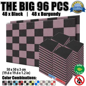 شراءArrowzoom 96 Pcs 50*50*3 Cm (19.6*19.6*1.1 في) صندوق بيض الملتوية استوديو رغوة صوتية امتصاص الصوت لوحة KK1052