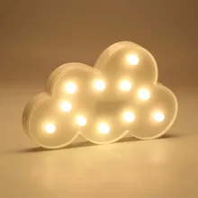 Creative LED 3D Cloud Night Lamp Battery Powered White Cloud Letter Light Home Decor Baby Light For Kids Bedroom Christmas Gift
