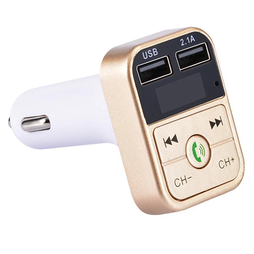 Bluetooth FM передатчик, автомобильный комплект свободные руки автомобильный Стайлинг MP3 музыкальный проигрыватель TF флеш Музыка 5V 2.1A USB Зарядное устройство 12 V-24 V FM модулятор - Название цвета: Золотой