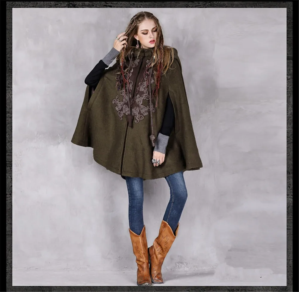 Vintage Hooded Coat Women 2016 Wool Viscose Cloak Floral Embroidery Thicken Warm Winter Coat Casaco Feminin  Personal Tailor (10)