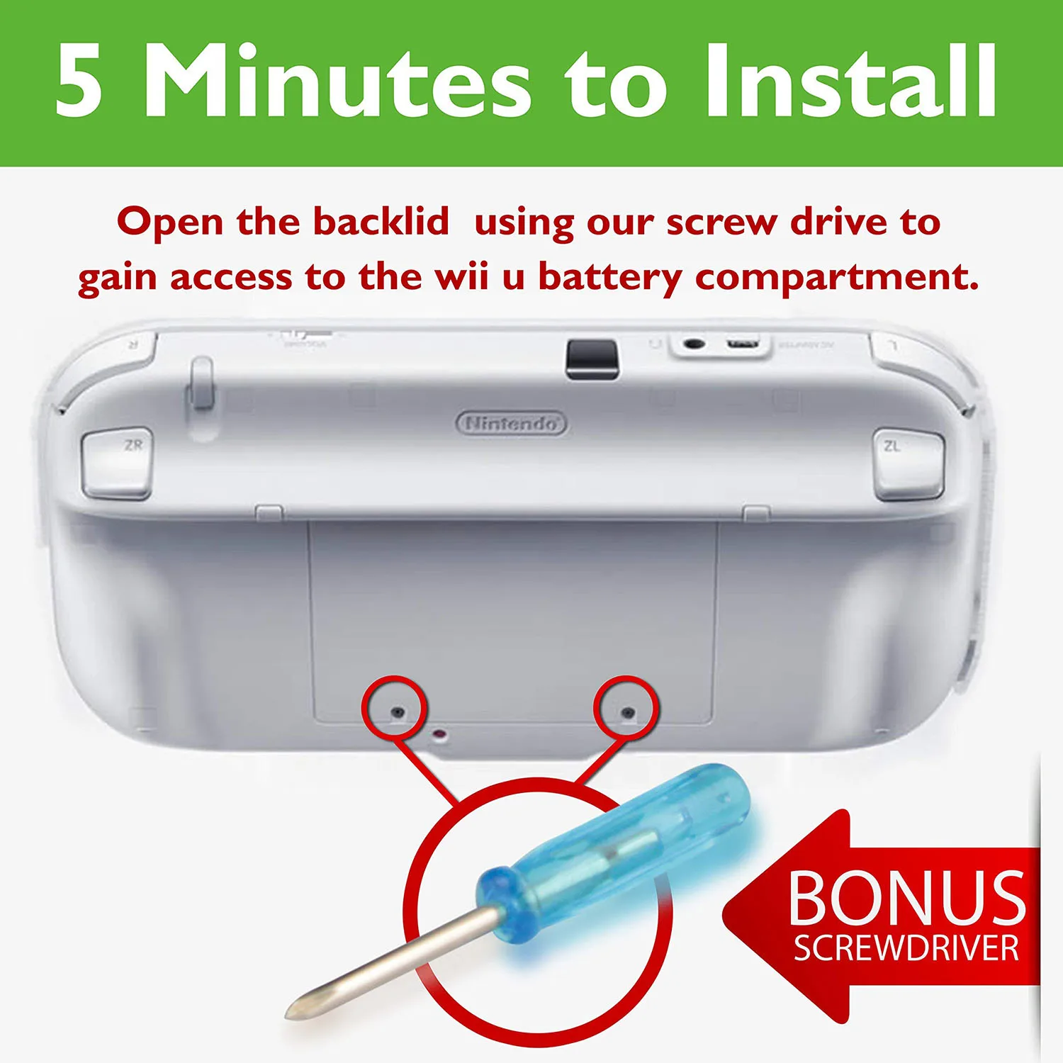 For Wii U GamePad 3600 mAh Replacement Rechargeable Battery Packin