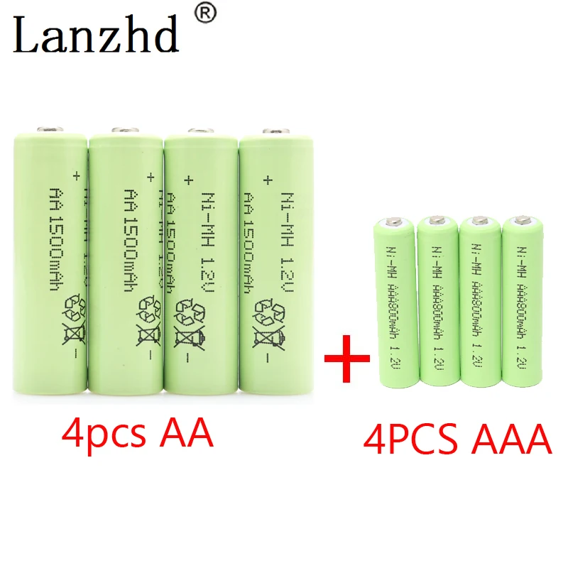AA перезаряжаемые батареи AAA NiMH батареи 1,2 V перезаряжаемые батареи для дистанционного управления игрушечной камеры(4 шт AA+ 4 шт AAA