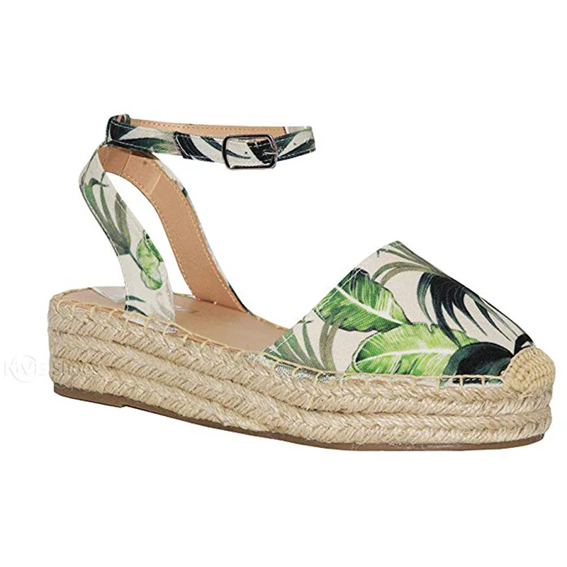 

Women's Summer Espadrille Wedges Heel Sandals Casual Leisure Closed Toe Platform Sandals Flat Beach Sandals