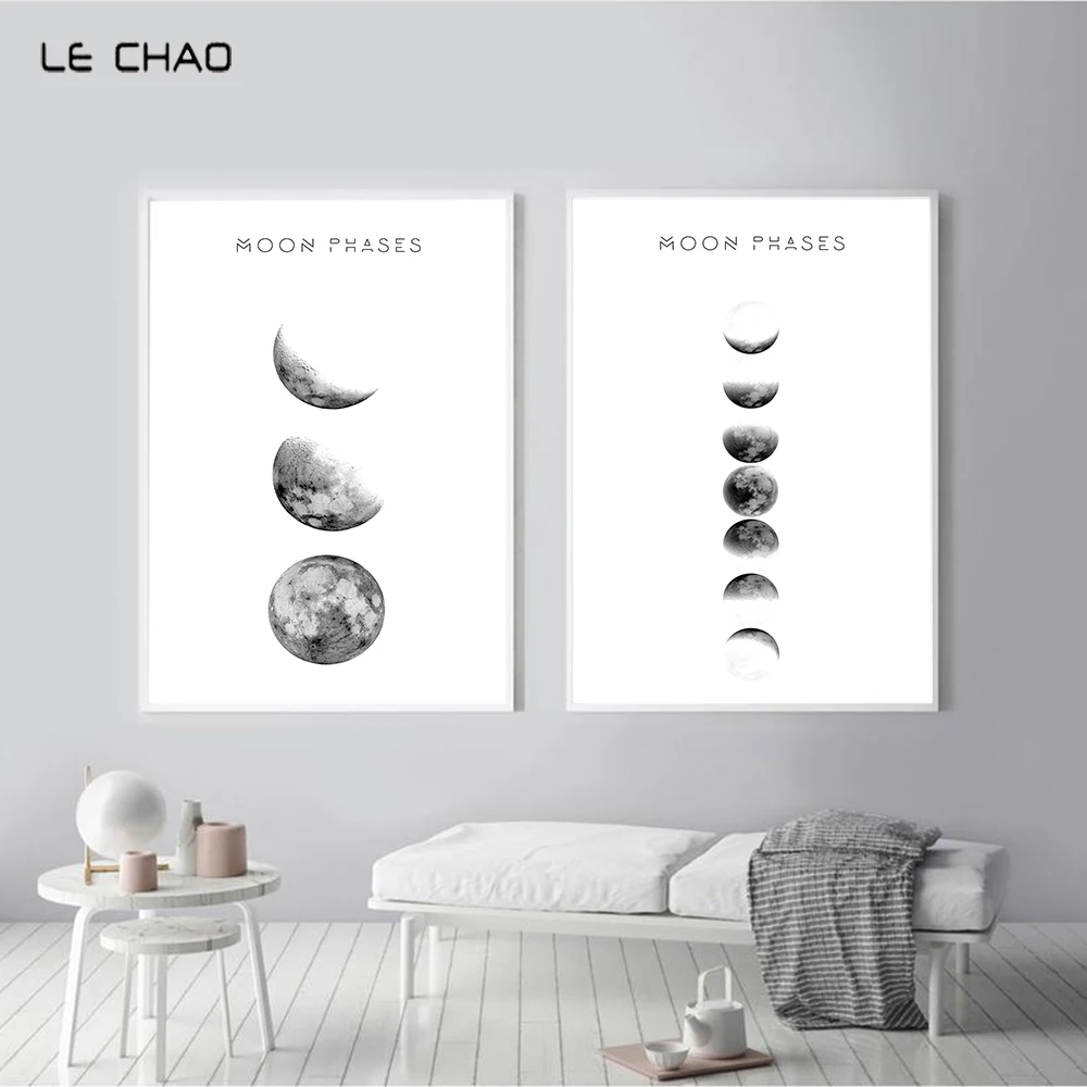 Moon Phase Canvas Poster Picture Prints Nordic Art Wall Painting Home Decor
