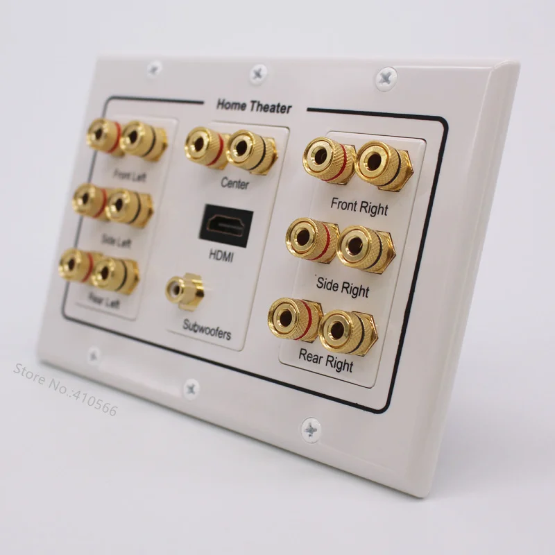 

Gold Audio Speaker Connector Panel Socket Multifunction Terminal Box Wall Outlet For HDMI Subwoofer Theater System On Sale
