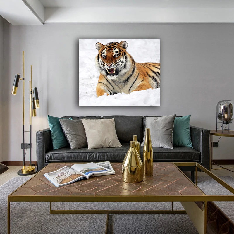 

DIY colorings pictures by numbers with A tiger in the snow picture drawing Relief painting by numbers framed Home