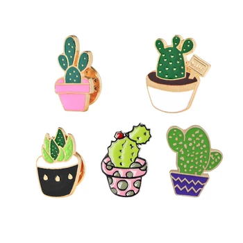 

Cute Cartoon Enamel Metal Badges Brooches Cactus Potted Plant Buckle Pins Denim Jackets Decoration Brooch Pin for Women Jewelry