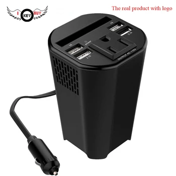 

150W Car Power Inverter DC12V to 110V AC Outlet Cup Holder Converter Adapter with 4 USB Port Charger for iPhone almost Cellphone