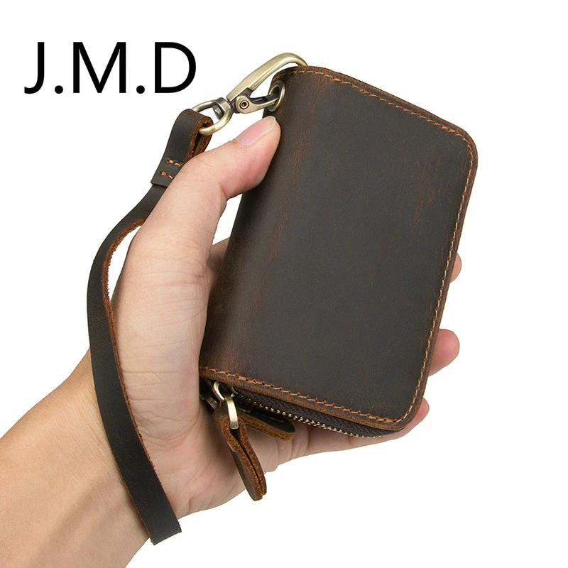 

J.M.D Crazy Horseskin Vintage Card Bag Fashionable Cowskin Wallet Key Bag