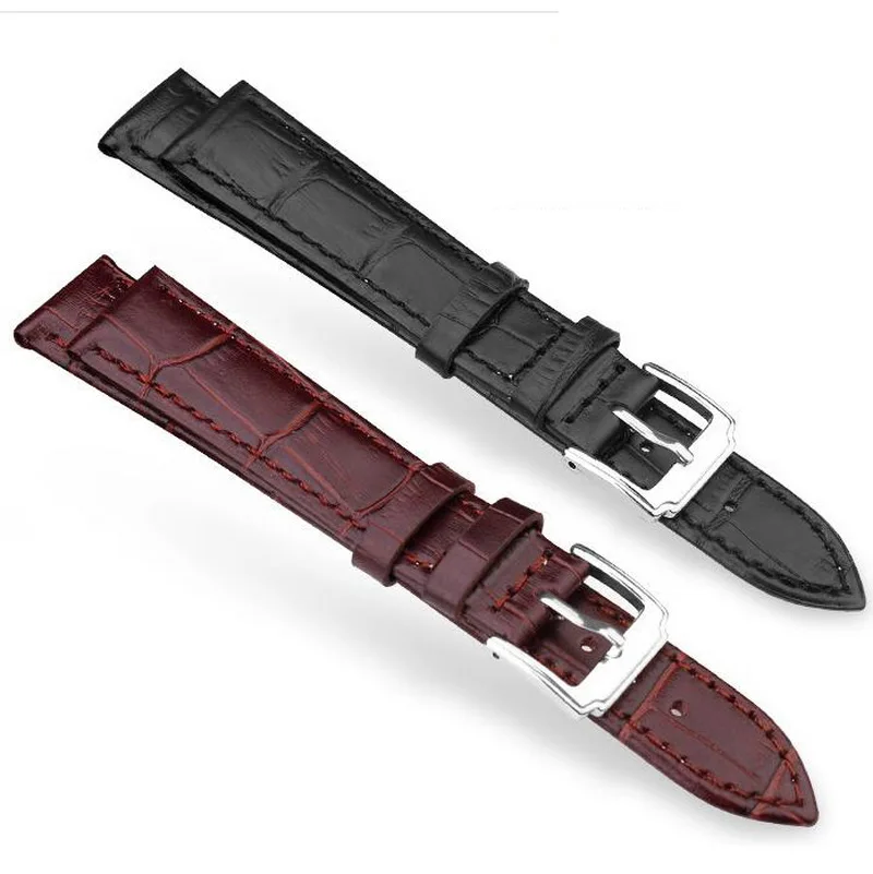 

neway Genuine Leather Watch Band Wrist Strap 16 18mm 20mm 22mm 24mm Steel Buckle Replacement Bracelet Belt Men Women Black Brown