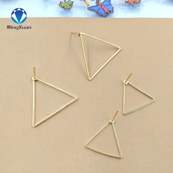 

MINGXUAN 10pcs/lot 24mm Earrings Copper Gold Plated triangle For Jewelry Making