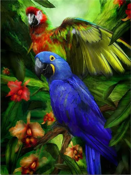 

Picture of diamonds animal on the trees diamond embroidery parrot bird diamond handcraft diamond mosaic hobby home decoration