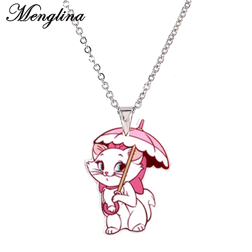 Menglina модный мультфильм кулон с милым котом ожерелье для детей Серебристая цепь