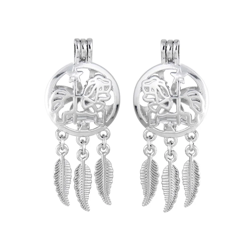 

New Arrival Alloy Horse Lotus Snowflake Pearl Cage Pendant Aromatherapy Essential Oil Diffuser Necklace DIY Jewelry Gift 2pcs
