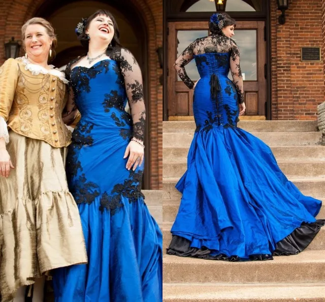 Vestido De Noiva 2015 Gothic Royal Blue Wedding Dresses Sweetheart