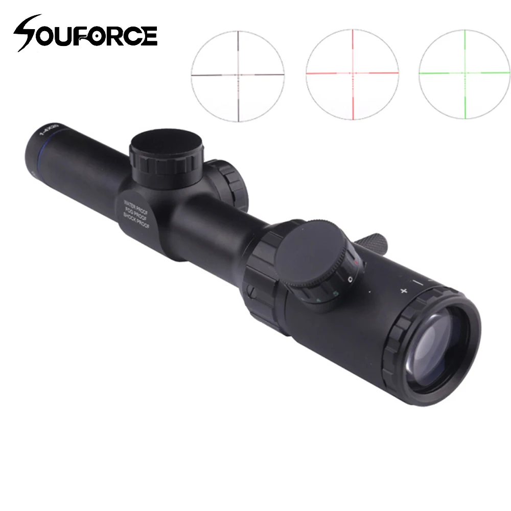 

1-4x20 Rifle Scope Green Red Black Illuminated Crosshair Riflescope Reticle Caza Rifle Air Rifle Optical Sight for Hunting