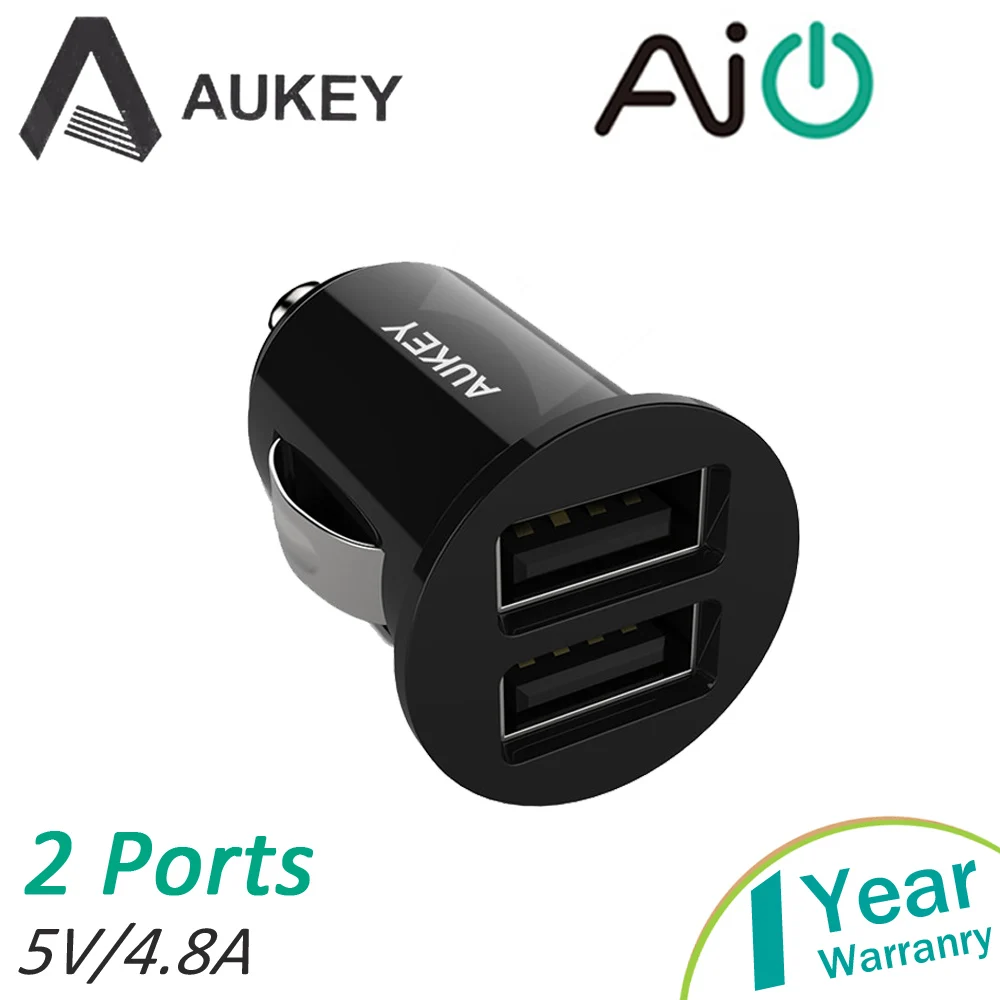  Aukey Dual Usb Car Charger Electronic Cigarette Built in Smart Chip 4.8A 24W AI Power for Apple Samsung LG Adapter CDCCCS1b 