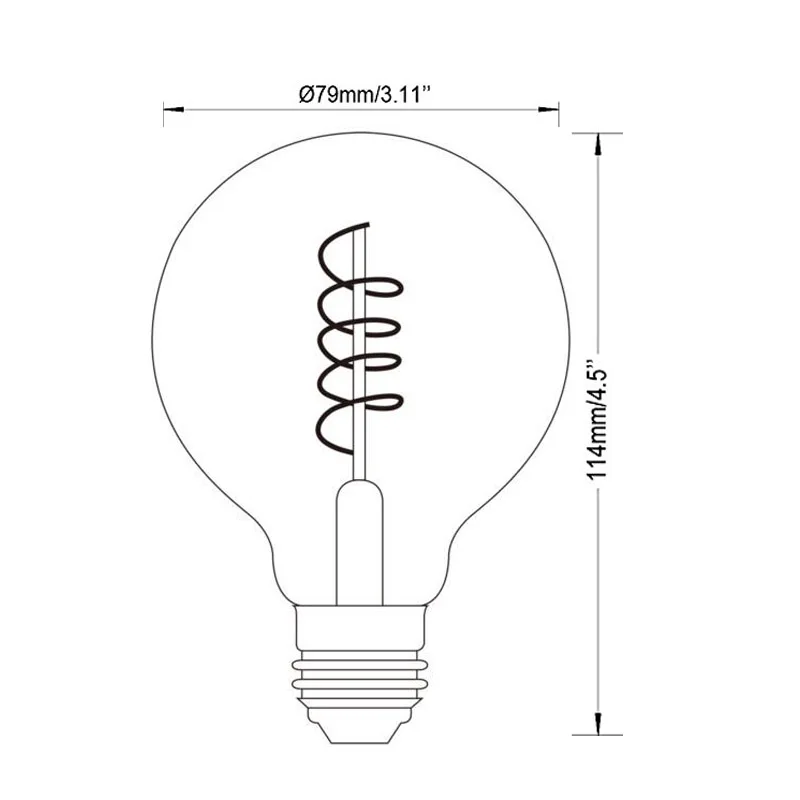 Винтаж спираль Лампа AC 110-220V G80 ST64 A19 затемнения 4 Вт 2200K мягкая гибкая нить светодиодный лампы для бара украшение для дома