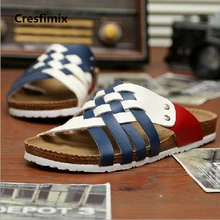 Cresfimix/мужские модные разноцветные Шлепанцы из искусственной кожи; мужские белые шлепанцы из искусственной кожи размера плюс; Классные удобные мужские шлепанцы; a475
