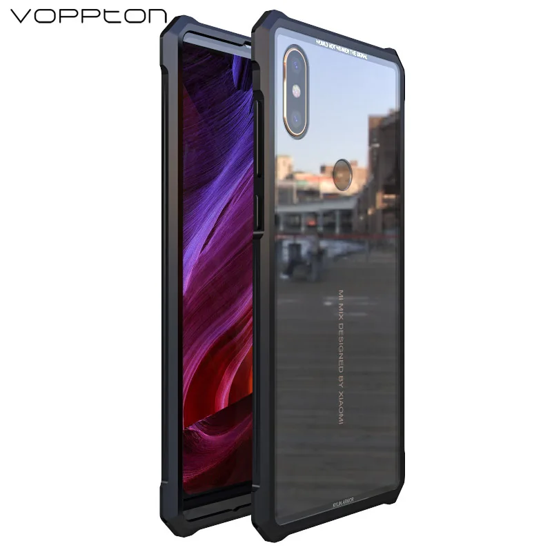 Voppton Роскошные Броня чехол для Xiaomi mi Mix 2 S Ясно Тампере стекла alu num металлический