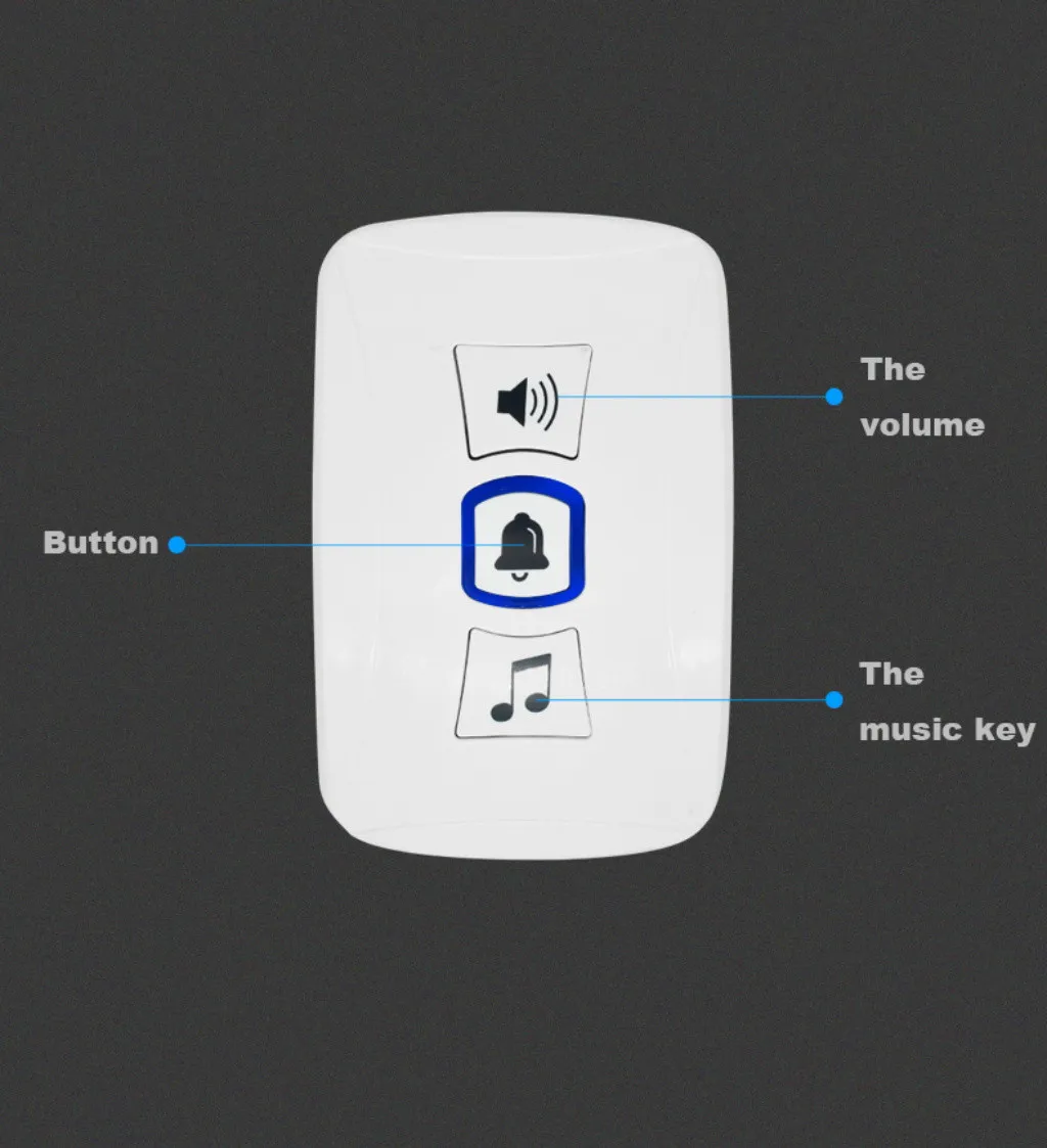 CACAZI домашний горячий белый светодиодный зуммер умный беспроводной зуммер с питанием от батареи 32 Песни беспроводной дверной звонок 19jun24