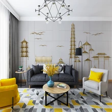 Custom 3d wallpaper modern minimalist metal wrought iron architecture embossed background wall - silk waterproof material Custom 3d wallpaper modern minimalist metal wrought iron architecture embossed background wall - silk waterproof material