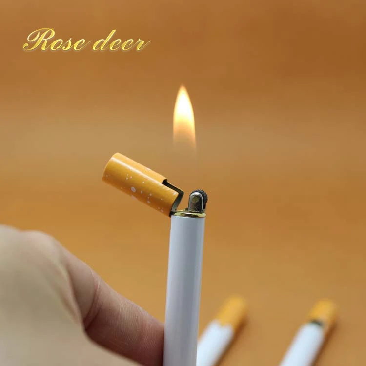 Креативная Мини компактная струйная Бутановая Зажигалка бензиновая Зажигалка в форме металлической сигареты надувная газовая Сигарета масло без газа