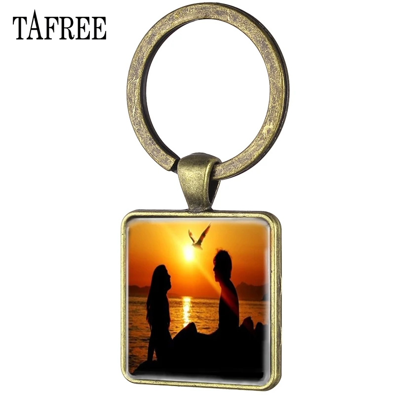 Винтажный квадратный брелок TAFREE на День святого Валентина закат пляж прогулка