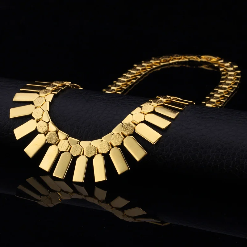 U7 Золото/Серебро Цвет Массивные Ожерелье Гвоздики Серьги Африканские Ювелирные Комплекты Для Женщин Этнические Чокер Сережки S460