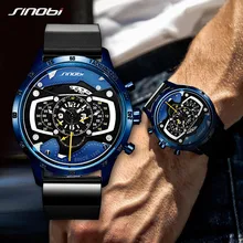 SINOBI Новые дизайнерские мужские часы с приборной панелью, модные спортивные часы с хронографом, мужские военные часы с большим циферблатом, мужские часы для путешествий, подарок