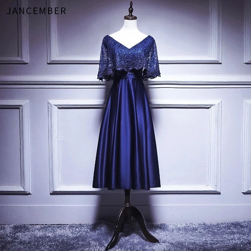 navy satin cocktail dress