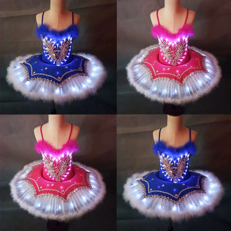 

Free shipping Girls ballet dance light up skirts led lamp tutu stage dance costume princess dress