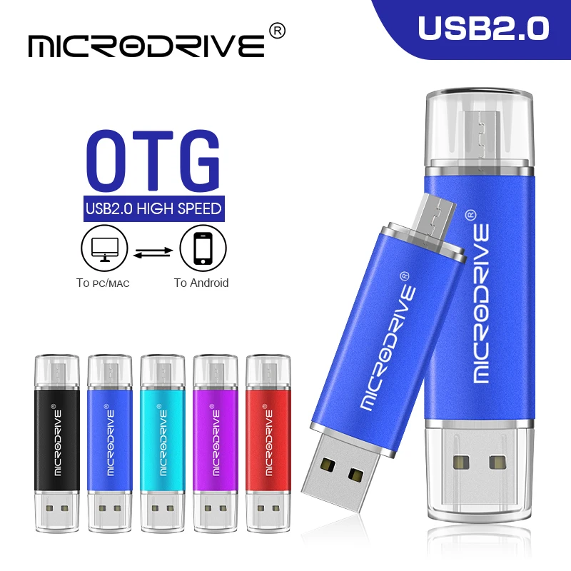 2 в 1 OTG флеш-накопитель металлический USB флеш-накопитель цветной 4 ГБ 8 ГБ 16 ГБ 32 ГБ 64 ГБ смарт-карта памяти Флешка для Android телефона планшета