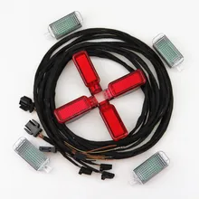 A-STYLE Car LED Interior Footwell Lights+Red Warning Light With Harness Cable For A3 S3 A4 A6 A5 A7 S4 Q3 Q5 3AD947409 8KD947411