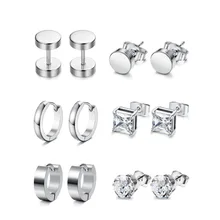 6 пар гантелей циркониевые серьги набор с ушками из нержавеющей стали серьги для ногтей украшения для пирсинга