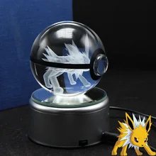 Светодиодный ночной Светильник 3D Покемон Jolteon кроя с изображением персонажей мультфильмов настольная лампа для командной игры в покебол(пресс-папье с украшением в виде кристаллов подарки ко дню рождения
