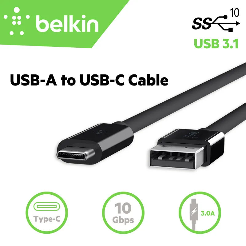 

Belkin USB 3.1 Type-C USB-A to USB-C Sync Charge Cable 10Gbps for MacBook Pro with Retail Package Free Shipping F2CU029