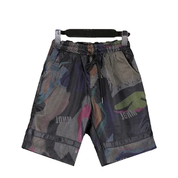 

Casual Men Shorts Full Print Summer Elastic Waist Hip Hop Camo Mens Casual Shorts Mesh Gasp Harajuku Bermuda Short Homme S6T10