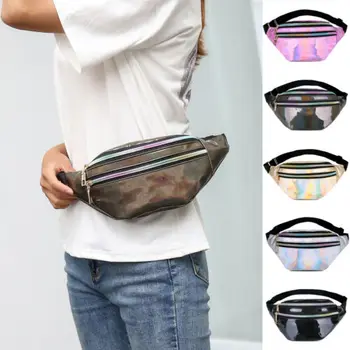

2019 Women Waist Fanny Pack Belt Bag Travel Hip Bum Bag Small Purse Chest Shinny Bum Pouch Adjustable Female PU Leather Bag